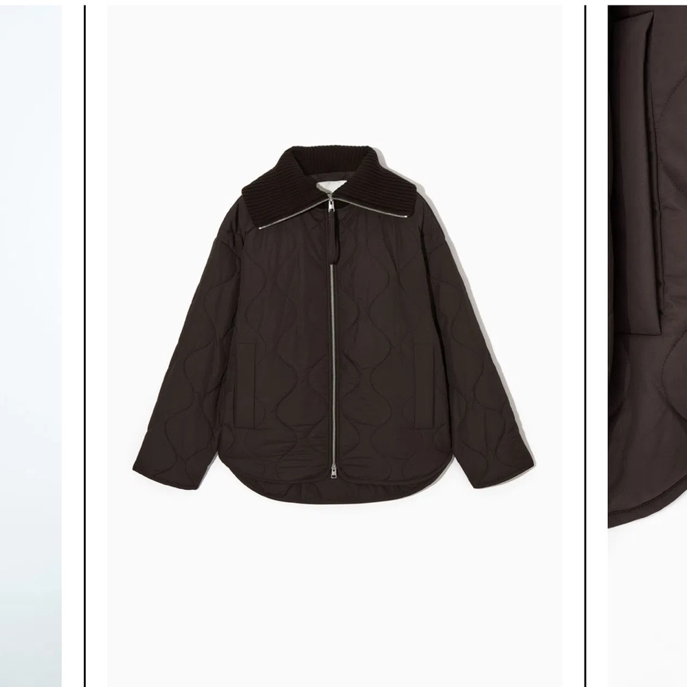 COS Women's Quilted Brown Bomber Jacket